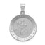 14k White Gold Polished/Satin St Christopher Medal Hollow Pendant