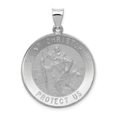 14k White Gold Polished/Satin St Christopher Medal Hollow Pendant