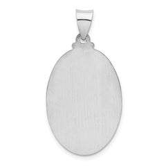 14K White Gold Polished/Satin St Christopher Medal Hollow Pendant