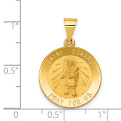 14K Polished and Satin St Edward Medal Hollow Pendant