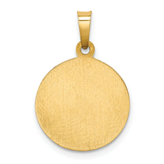 14K Polished and Satin St Francis of Assisi Medal Hollow Pendant