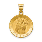 14k Polished and Satin St Francis of Assisi Medal Hollow Pendant