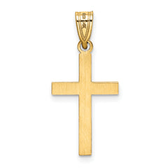 14K Laser Etched Cross Pendant