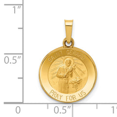 14K Polished and Satin St Gerard Medal Hollow Pendant