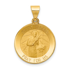 14k Polished and Satin St Gerard Medal Hollow Pendant
