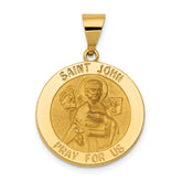 14k Polished and Satin St John Medal Hollow Pendant