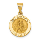 14k Polished and Satin St John Baptist Medal Hollow Pendant