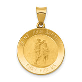 14k Polished and Satin St John Baptist Medal Hollow Pendant
