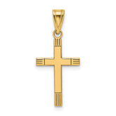14k Laser Etched Cross Pendant