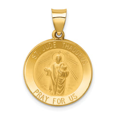 14k Polished and Satin St Jude Thaddeus Medal Hollow Pendant