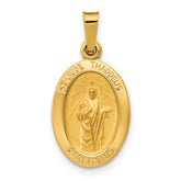 14k Polished and Satin St Jude Thaddeus Medal Hollow Pendant