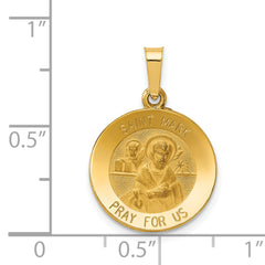 14K Polished and Satin St Mark Medal Hollow Pendant
