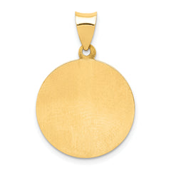 14K Polished and Satin St Michael Medal Hollow Pendant