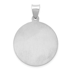 14K White Gold Polished/Satin St Michael Medal Hollow Pendant