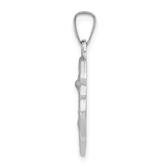 14K White Gold Polished and Satin St Michael Medal Hollow Pendant