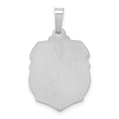 14K White Gold Polished and Satin St Michael Medal Hollow Pendant