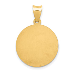 14K Polished and Satin St Nicholas Medal Hollow Pendant