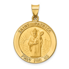 14k Polished and Satin St Patrick Medal Hollow Pendant