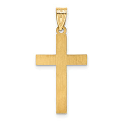 14K Etched Floral Cross Pendant
