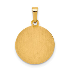 14K Polished and Satin St Raphael Medal Hollow Pendant