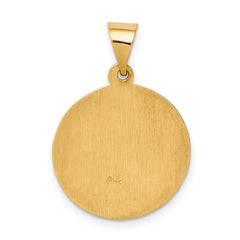 14K Polished and Satin St Raphael Medal Hollow Pendant