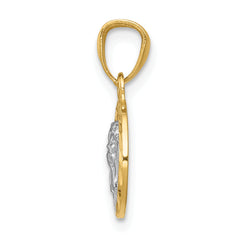 14K With Rhodium Cherub Pendant