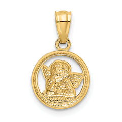 14K With Rhodium Cherub Pendant