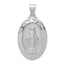 Miraculous Medal Oval Pendant in 14K White Gold, 34mm Satin & Polished - Sophia Jewelers