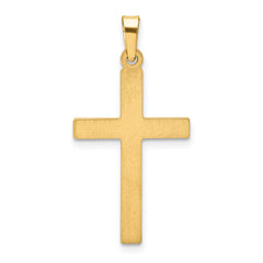 14K Rhodium Satin and Polished Latin Cross Pendant