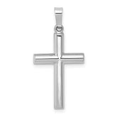 14K White Gold Brushed and Polished Hollow Latin Cross Pendant