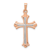14K Rose Gold W/ White Rhodium Cross Pendant
