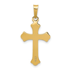 14K Polished Fleur de lis Cross Pendant