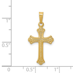14K Polished Fleur de lis Cross Pendant