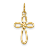 14k Gold Polished Small Ribbon Cross Pendant