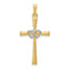 14K Two-tone Textured and Polished Latin Cross w/ Hearts Pendant
