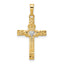 14k and Rhodium Polished Claddagh Cross Pendant