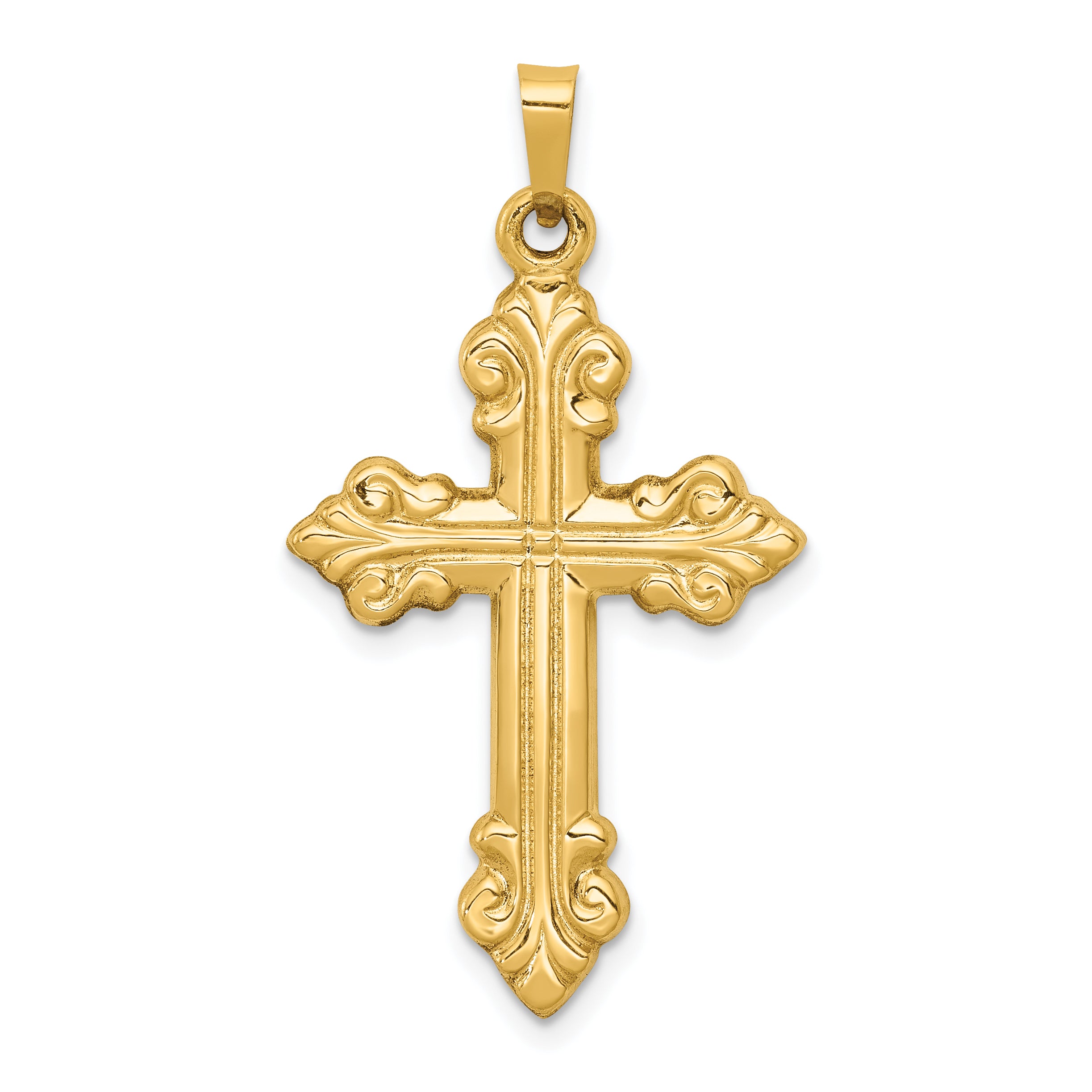 14k Polished Cross Budded Pendant