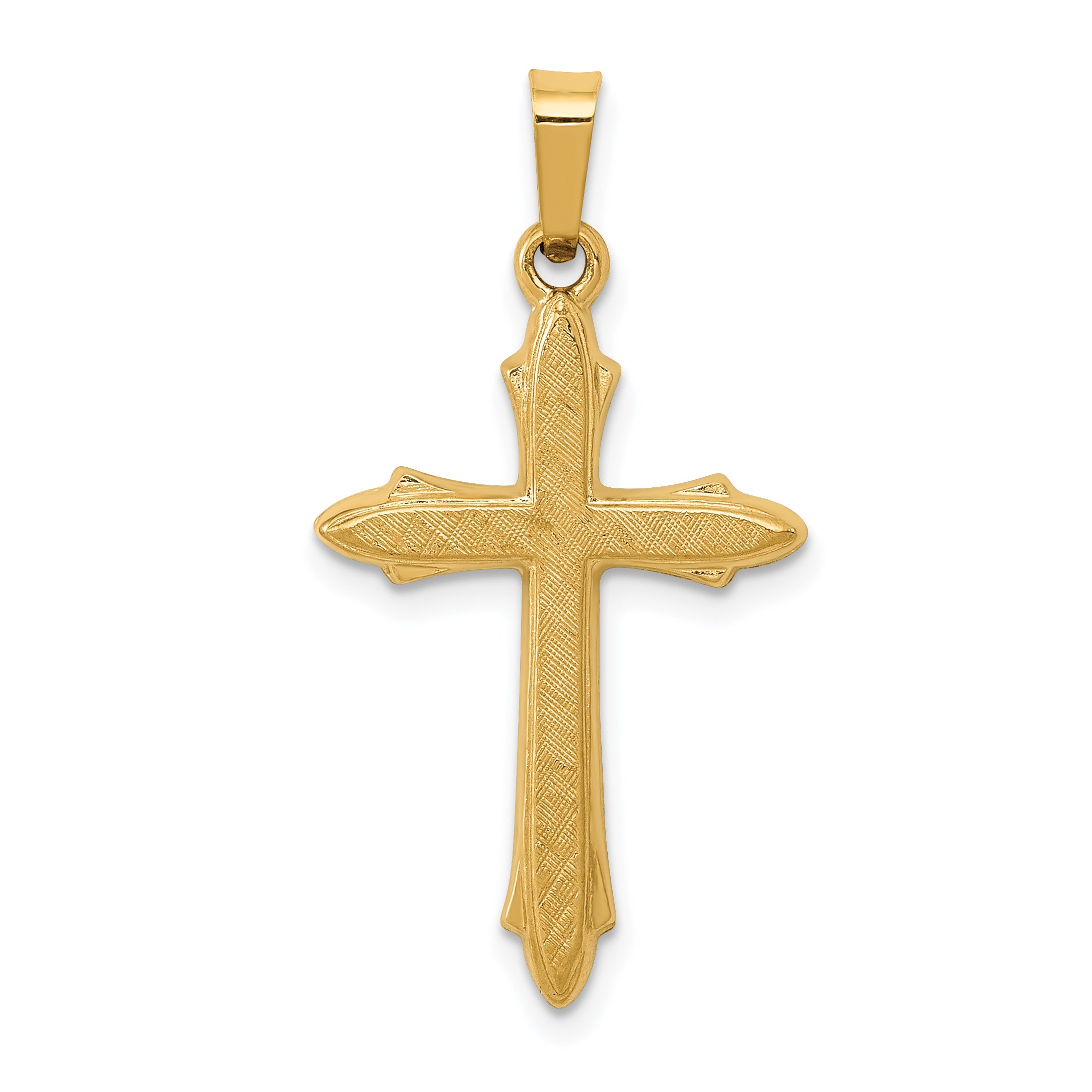14k Textured and Polished Passion Cross Pendant