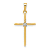 14k Diamond Polished Passion Cross Pendant
