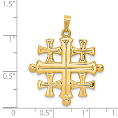 14K Polished Jerusalem Cross Pendant