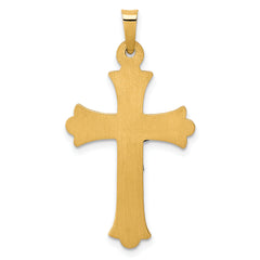 14K Two-Tone Textured and Polished INRI Crucifix Cross Pendant
