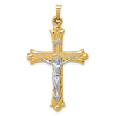 14k Two-Tone Textured and Polished INRI Crucifix Pendant