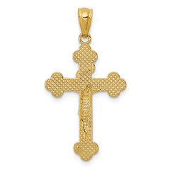 14K Gold Polished INRI Medium Crucifix Pendant