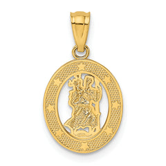 14K Gold Polished St Christopher Pendant