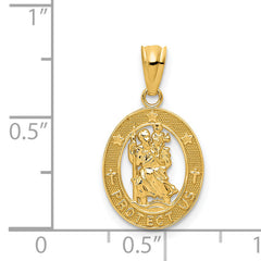 14K Gold Polished St Christopher Pendant