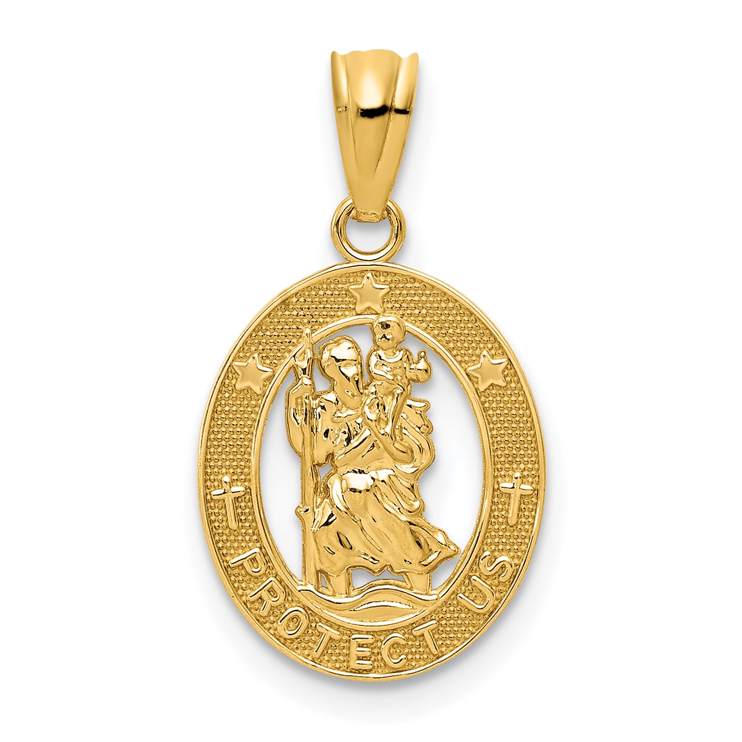 14k Gold Polished St Christopher Pendant