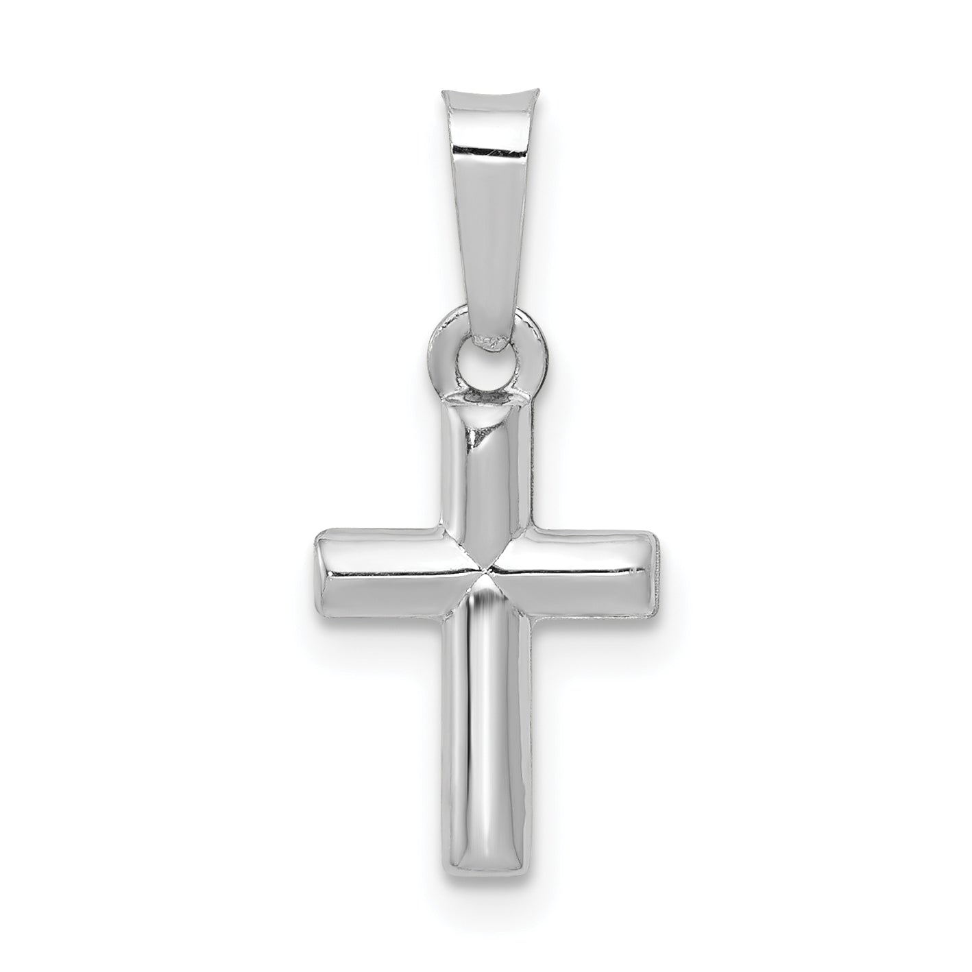 14k White Gold Polished Cross Pendant
