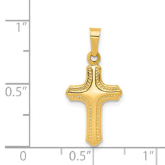 14K Polished and Textured Cross Pendant