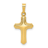 14k Polished and Textured Cross Pendant