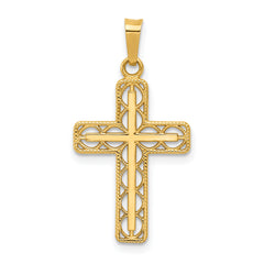 14k Polished Filigree Cross Pendant